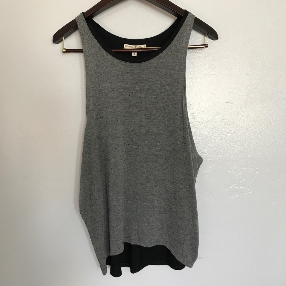 Express One Love Gray & Black Tank Medium